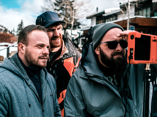 Crew lining up a shot on location