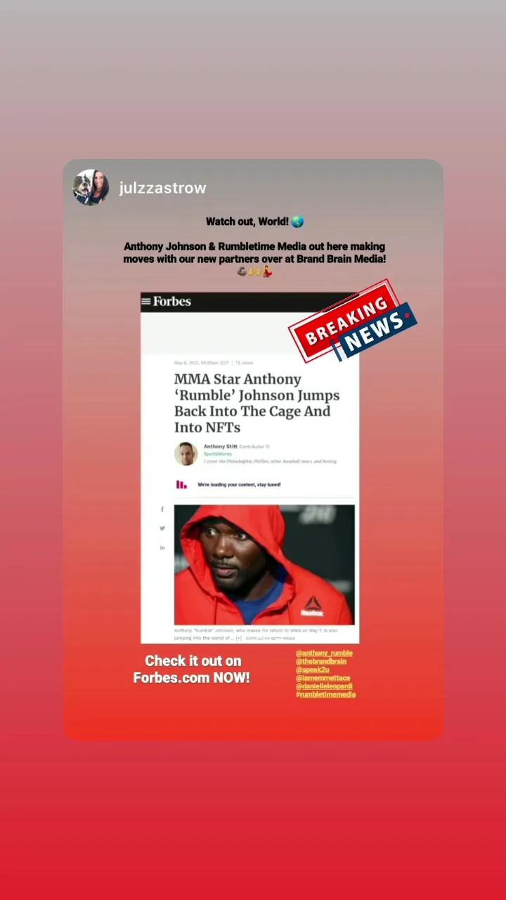 Still frame from the vertical social story announcing the Forbes coverage.