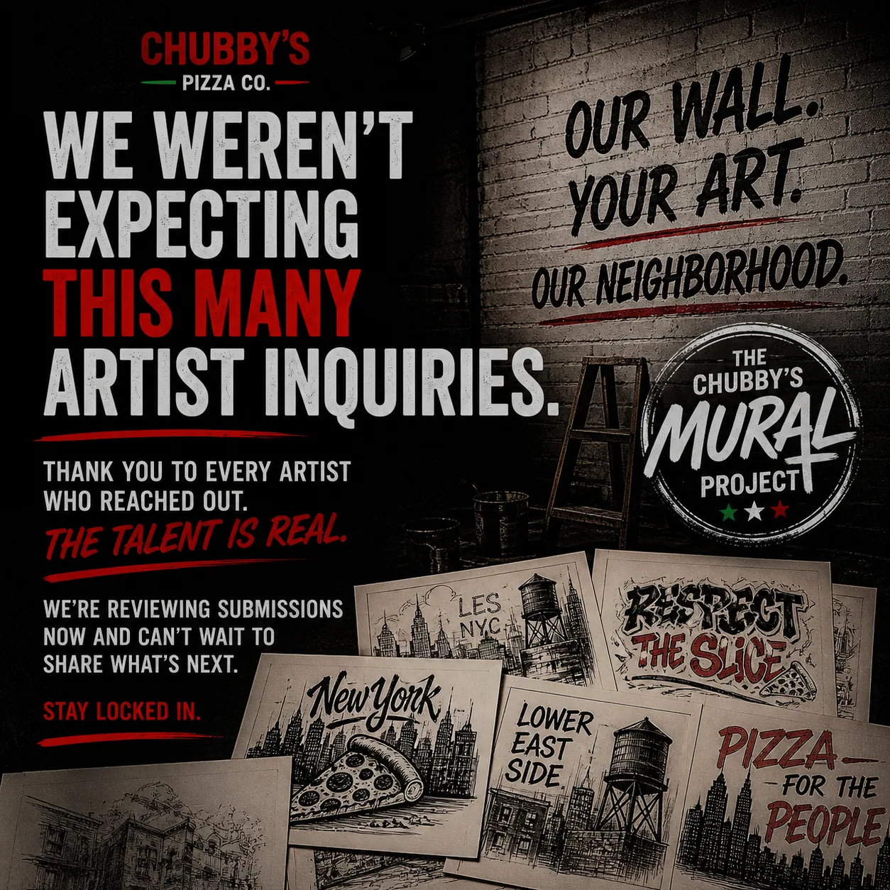 Post thanking every artist who submitted work for the mural project