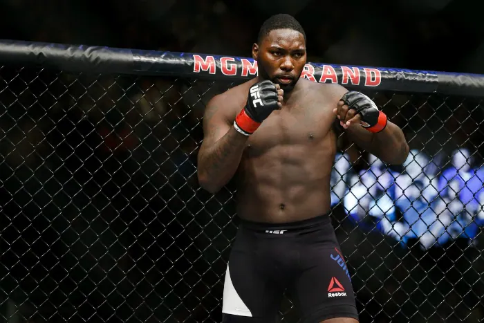 Anthony Johnson in action, photographed inside the cage.