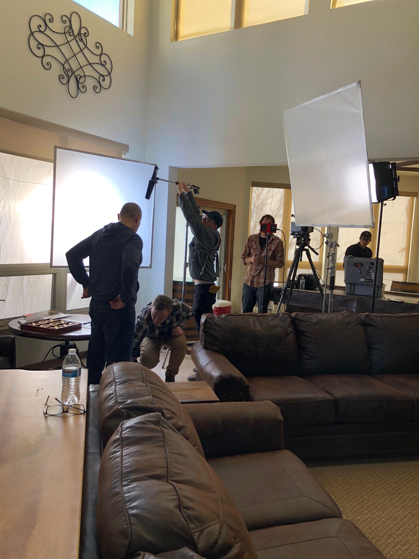Crew setting up a shot